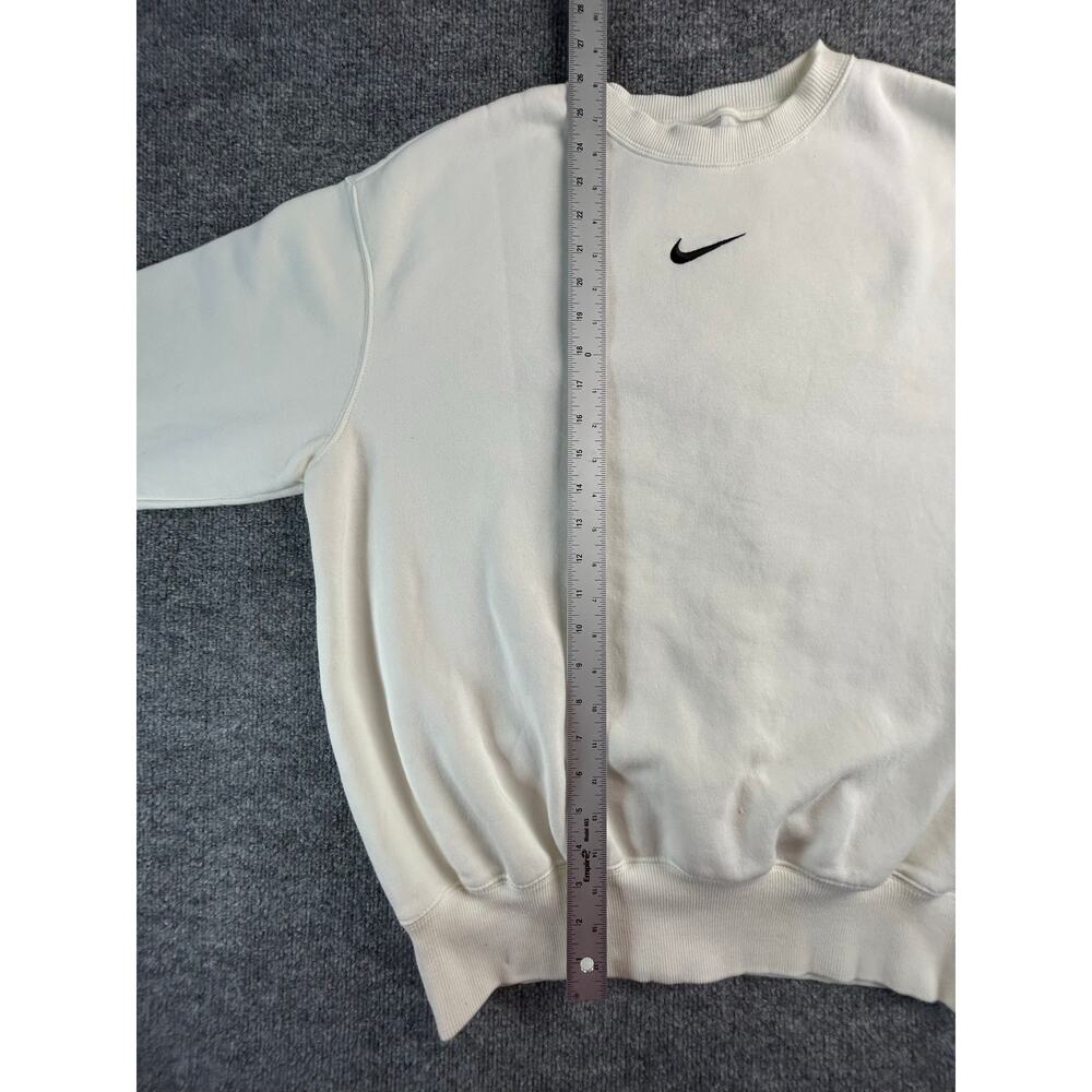 Nike Center Swoosh Fleece Crewneck Sweatshirt Cream Off White Men's Size Small - Picture 2 of 5